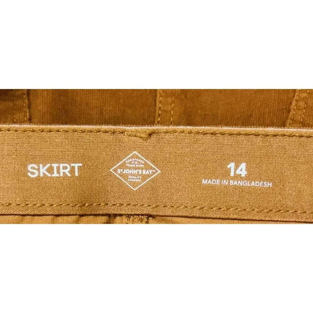 St. John’s Bay Orange Corduroy Skirt | Size 14 | A-Line Knee Length Stretch